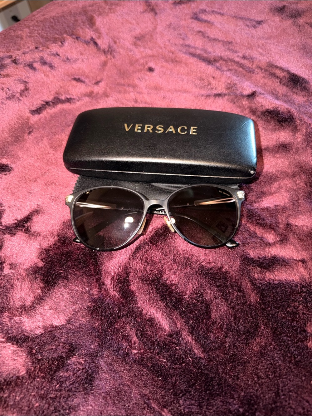 Versace Black Sunglasses with Gold Accents